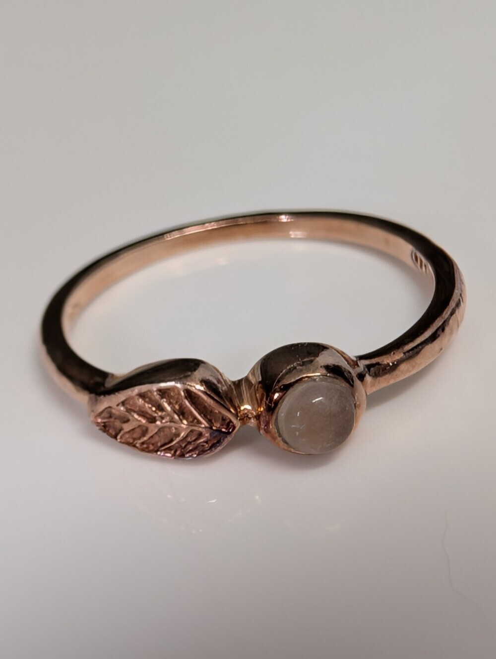 Leaf Moonstone Rose Gold over 925 Sterling Silver Ring
